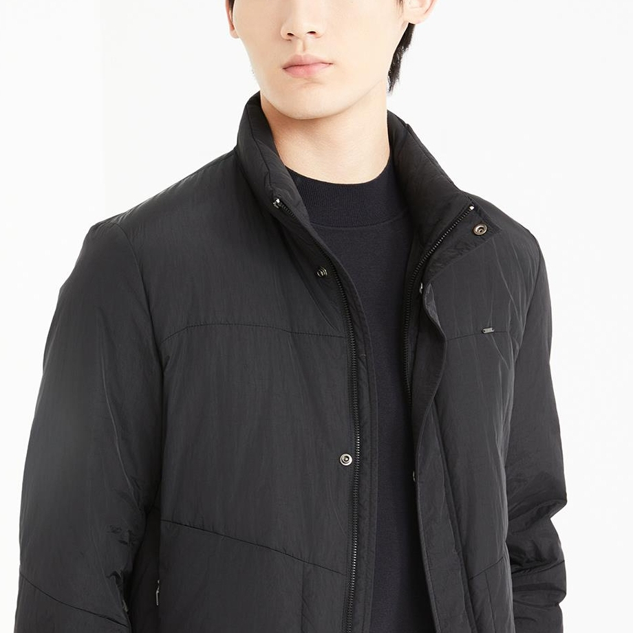 纯色休闲翻领单排扣羽绒服男士