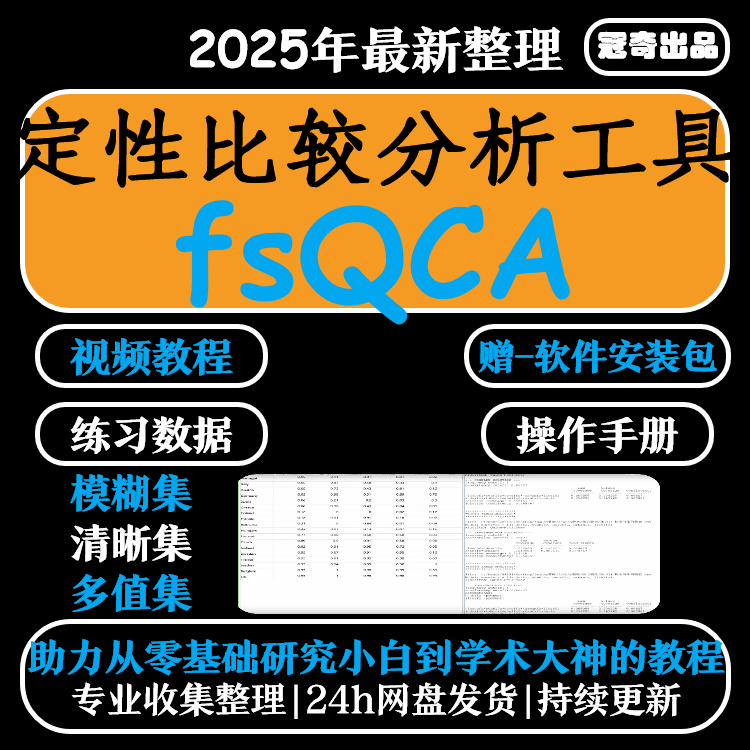 fsqca软件安装素材 赠视频教程 QCA定性比较分析软件支持win+mac