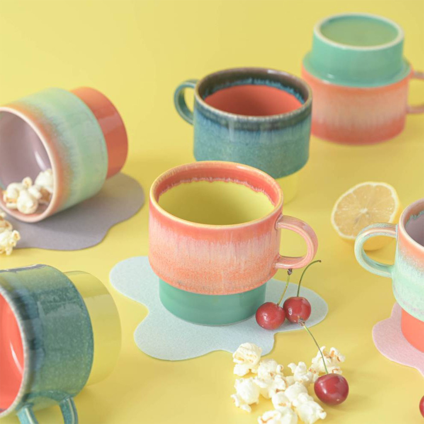 【美浓烧】撞色涂绘艺术马克杯 日本制造 礼品盒 冬日限定的温暖