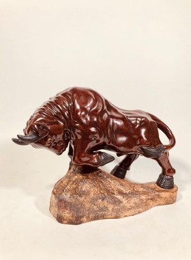 客厅招财生肖摆件财势滚滚红牛