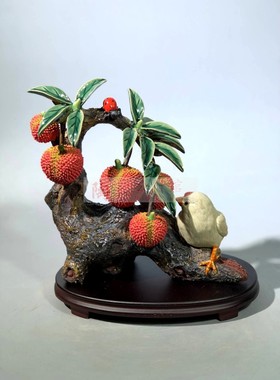客厅精品摆件招财荔枝小鸡