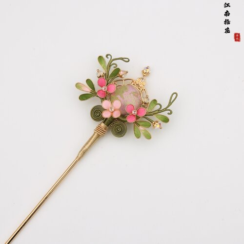 非遗手工绒花宋锦发簪复古国风