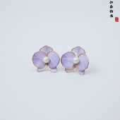 江南拾花 非遗手工掐丝蝴蝶兰绒花耳钉精致高端送礼汉服日常耳饰