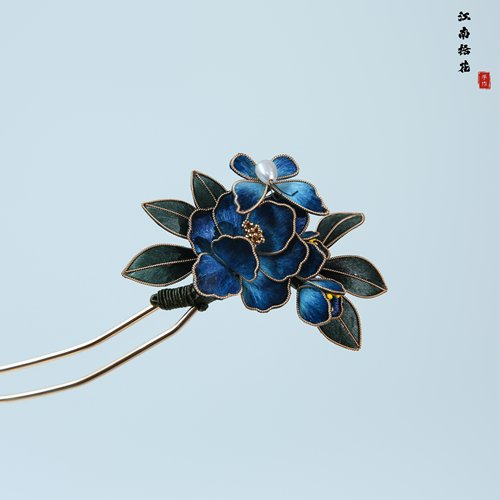 非遗手工绒花发钗仿点翠发簪
