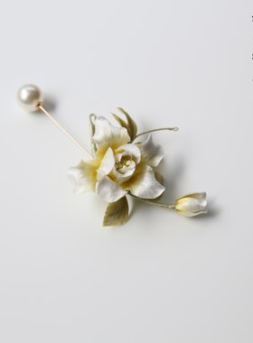 江南拾花非遗手工绒花栀子花胸针