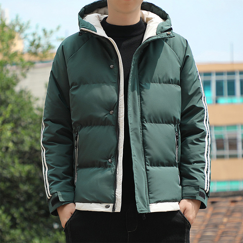 秋冬两条杠棉衣男外套冬季防风连帽棉服宽松百搭棉袄纯色外套P40,男装棉衣,星座1712-5