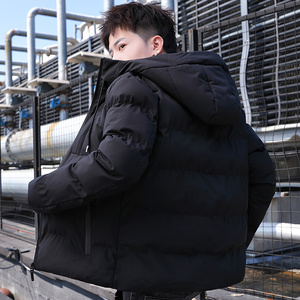 棉衣男装新款外套秋冬季加厚羽绒棉服青年连帽棉衣纯色棉衣933P39图片