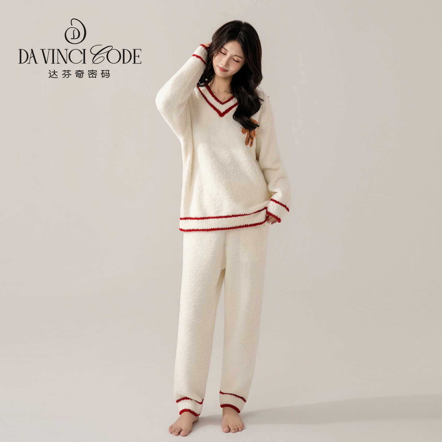 达芬奇密码半边绒情侣睡衣家居服