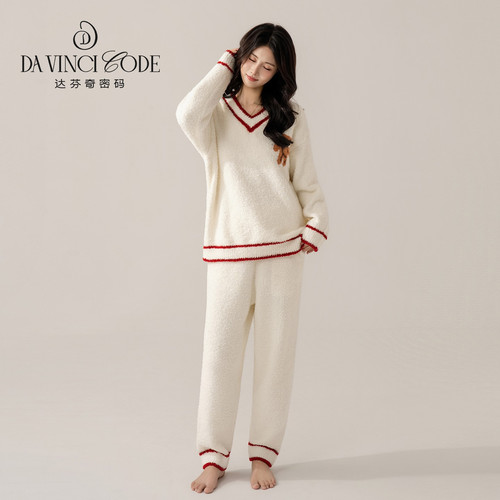 达芬奇密码半边绒情侣睡衣家居服