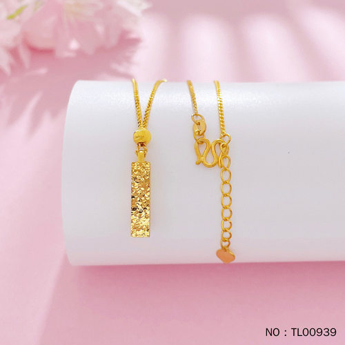 足金999.9爆闪空心碎冰冰四方来财印章黄金项链小金条吊坠送礼物