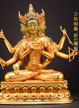 全鎏金尊胜佛母铜像摆件