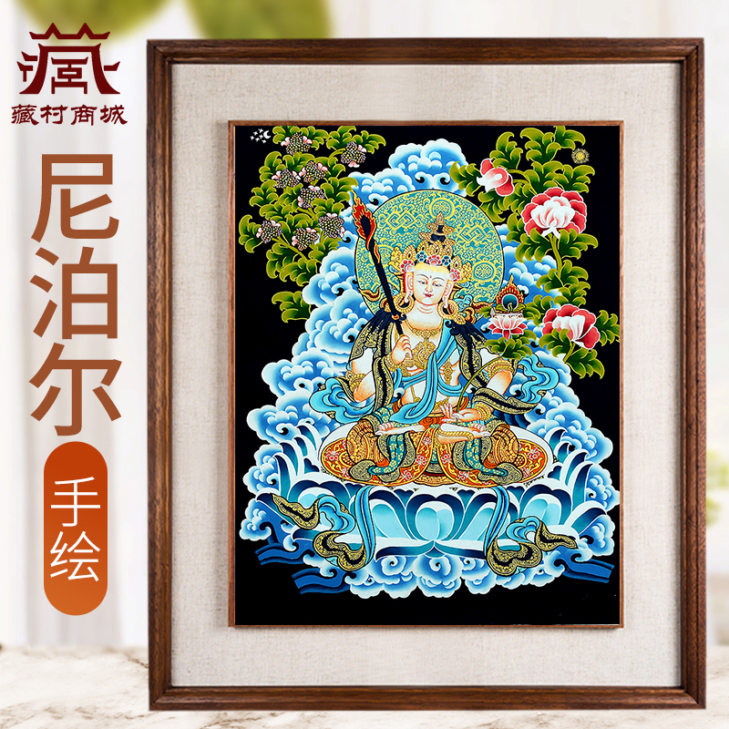 文殊菩萨手绘唐卡挂画
