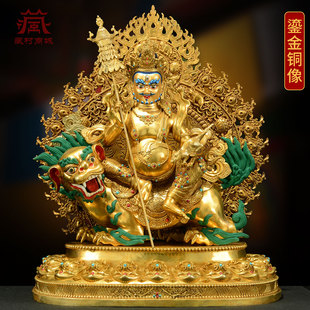藏村全鎏金《财宝天王》精工铜雕《多闻天王》铜像家居装饰摆件