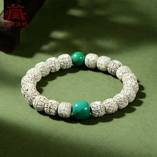 藏村星月菩提手串单圈高密正月白手串盘玩手链绿松石配珠饰品