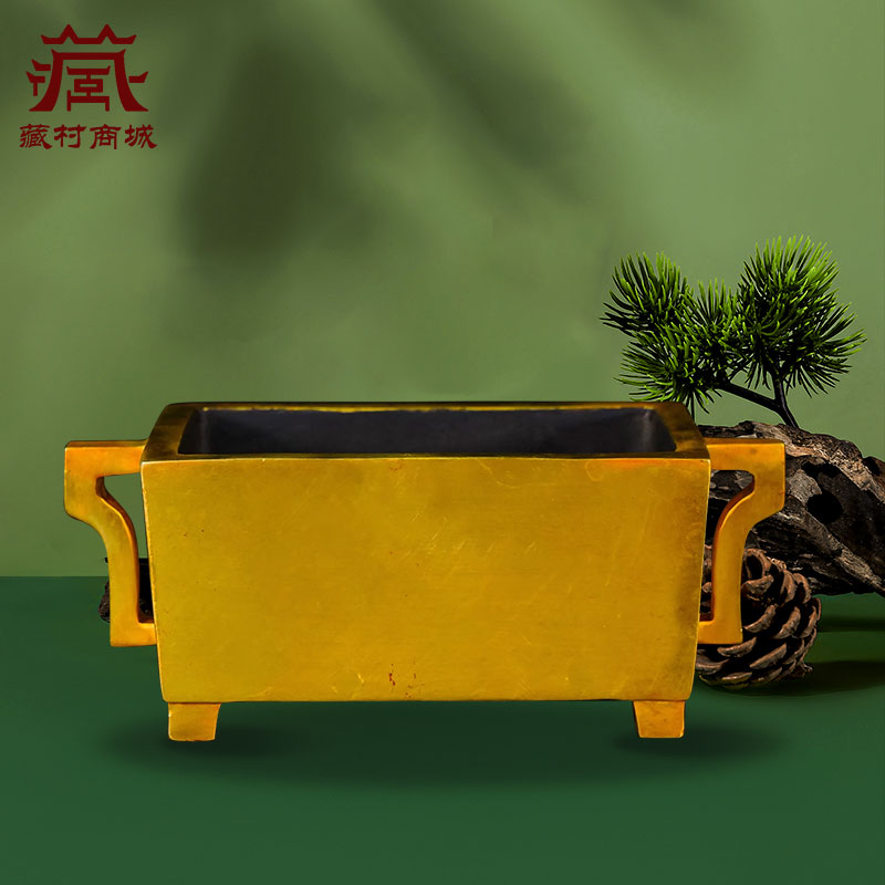 藏村全鎏金戟耳马槽炉办公室茶室沉香檀香卧香熏香炉桌面摆件