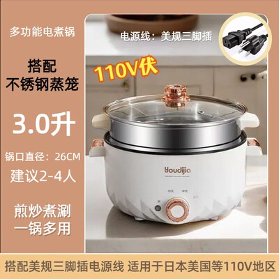110v多功能电煮锅110v电压电煮锅伏出口日本美国台湾家用煮面小火