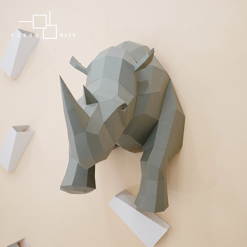 Industrial wind loft Creative home Open House Rhinoceros three-dimensional metope three-dimensional device manual diy Making paper artin the Home accessories , Mural  category - from Buy2taobao.com to provide professional Taobao agent buy service
