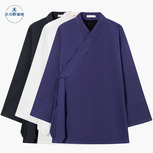 加绒加厚三宝领道士装武当太极居士三清领服装三台领小道领斜襟褂