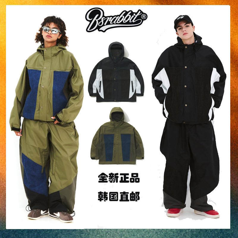 25新款韩国bsrabbit潮牌滑雪服男女同款bsr滑雪服单板宽松版型