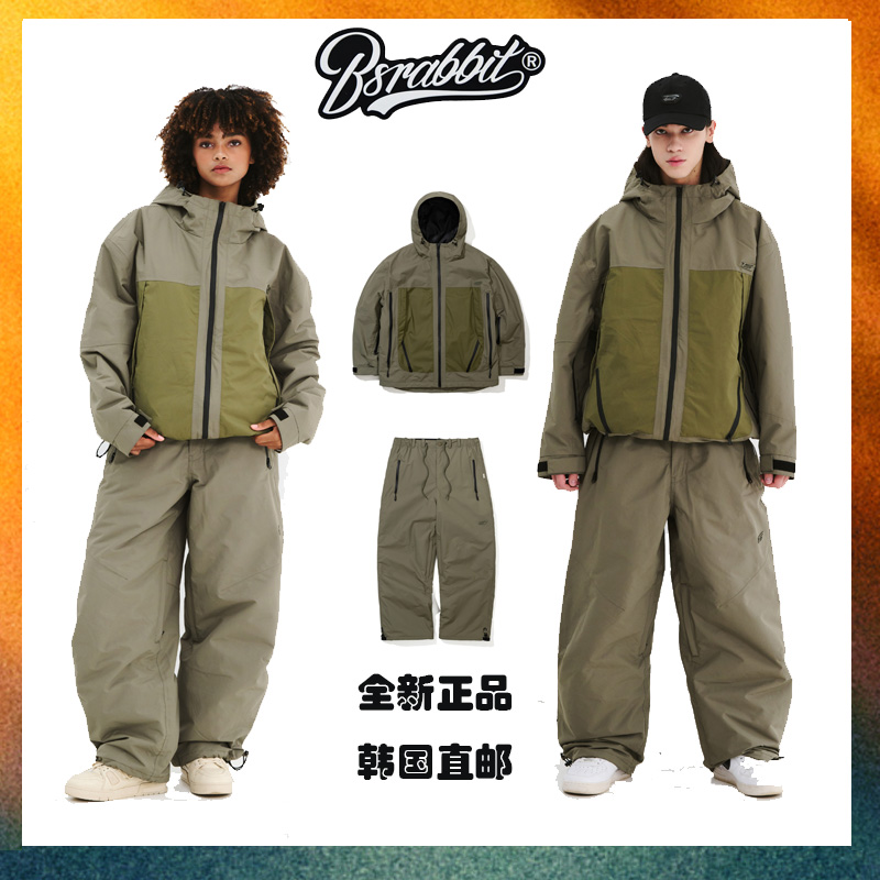 25新款韩国bsrabbit潮牌滑雪服男女同款bsr滑雪服单板自由式雪服