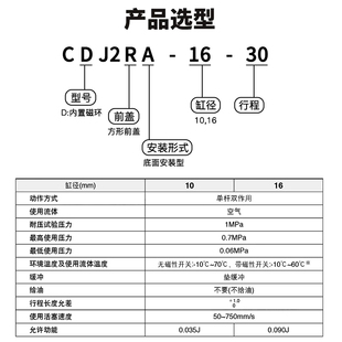 迷你气缸 星辰PBR 现货特价 100 CDJ2RA16 150