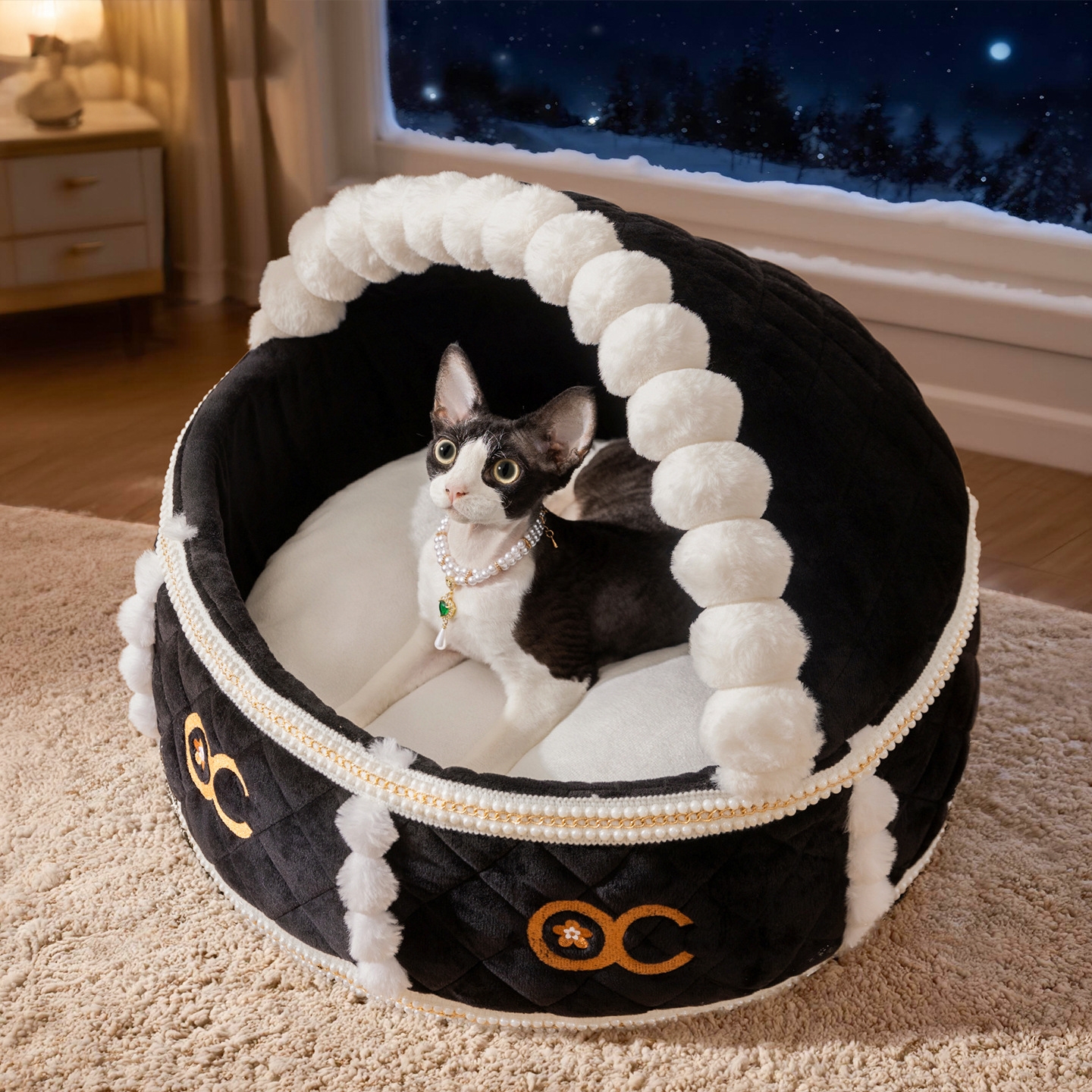 猫窝冬天保暖四季通用猫床半封闭