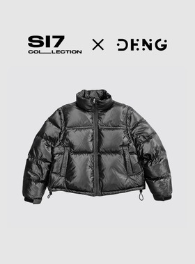 DENG 黑色短款立领抽绳袖子两穿可拆卸鸭绒羽绒服短外套女NNB023