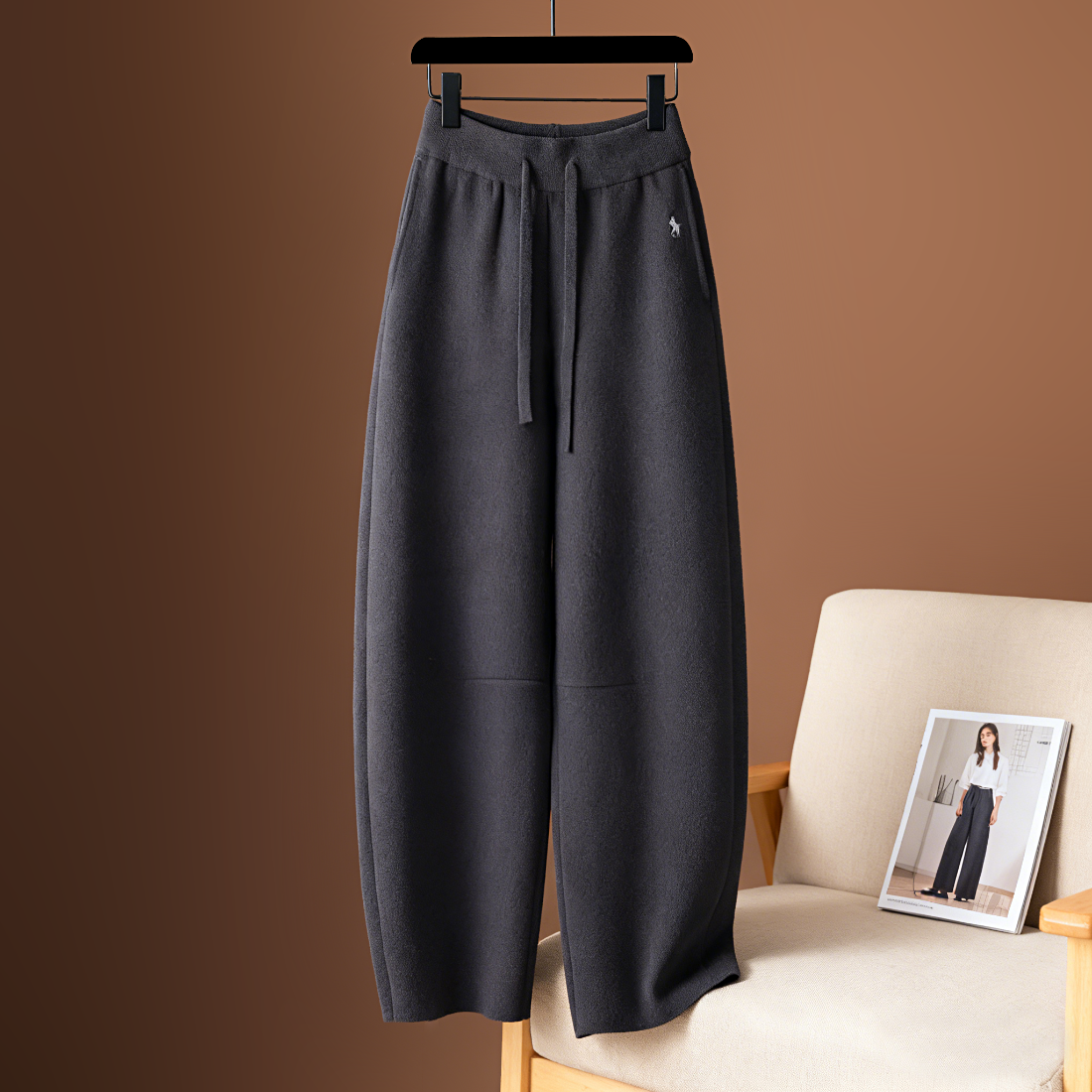 秋冬款毛呢弯刀裤加厚休闲镰刀长裤高腰显瘦香蕉裤保暖直筒长裤子,女装/女士精品,休闲裤,淘宝优惠券,粉丝福利购,淘宝优惠卷