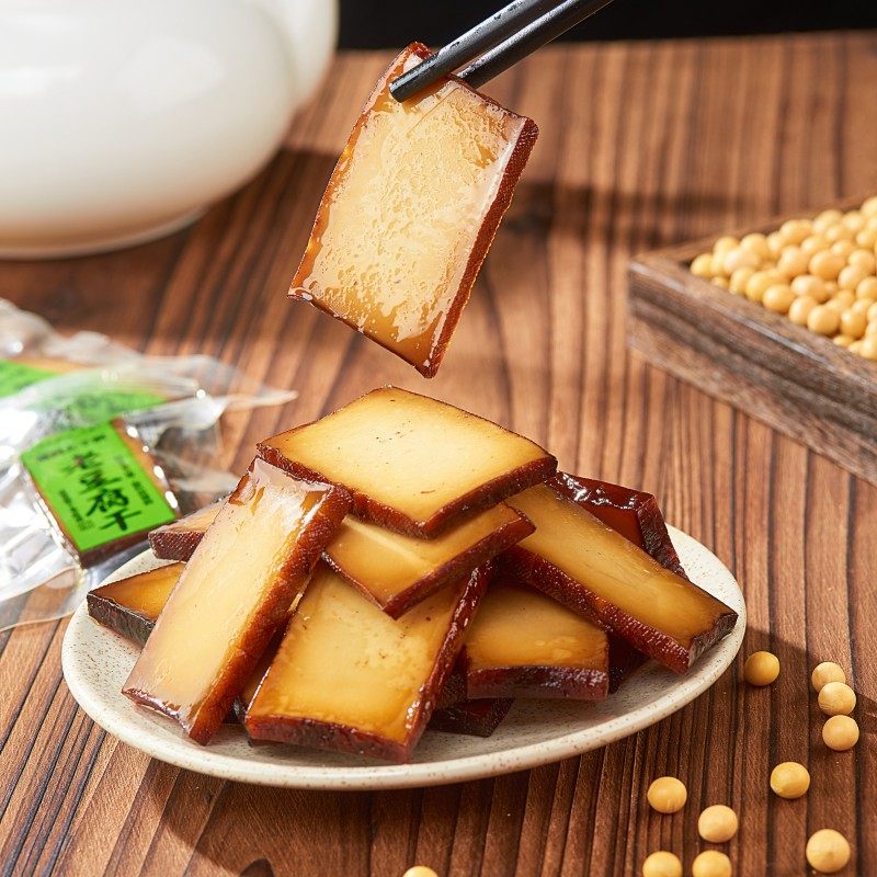 传统烟熏豆腐干薄片免切6片装60克/袋8包原香味老豆干开袋即食