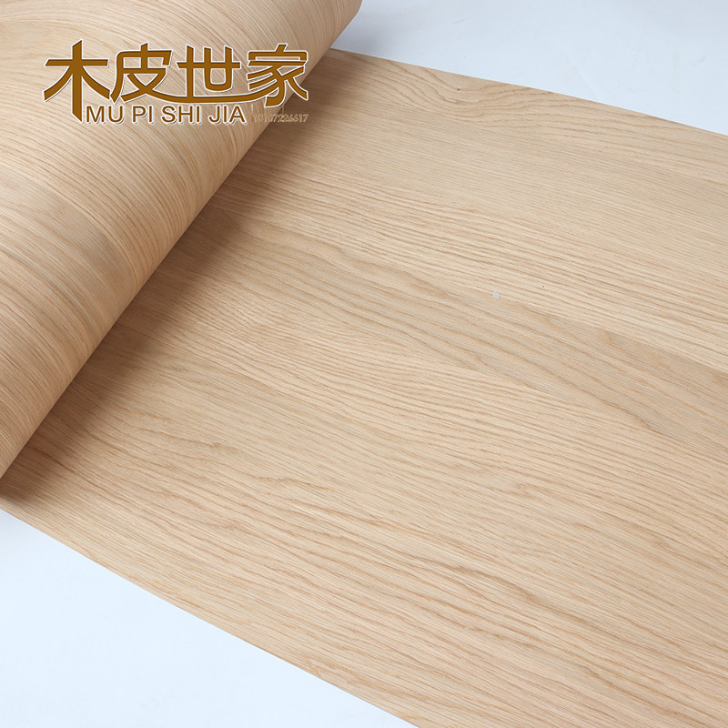 家居装饰 装修翻新 厚0.5mm 带无纺布自然拼接宽幅天然白橡木皮