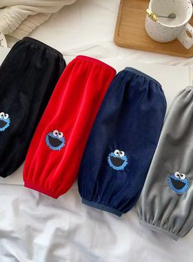 学生袖套中长款男女童成人护袖中大童羽绒服毛绒防脏黑色红色新年