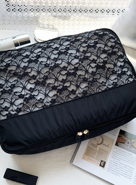 petit trouver 神秘黑蕾丝提花衣物收纳袋 行李箱用软收纳包