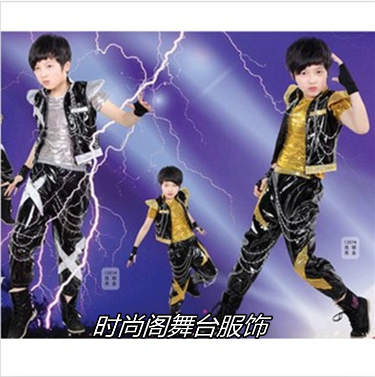 六一男童舞蹈服现代舞骑马劲舞演出服装儿童街舞表演爵士舞服套装