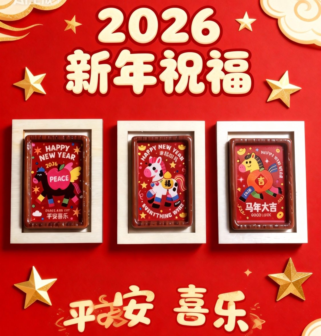 新年喜庆创意冰箱贴喜庆祝福家居摆件手工木质底座,家居饰品,冰箱贴,淘宝优惠券,粉丝福利购,淘宝优惠卷