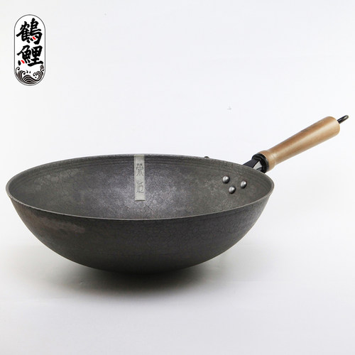【贵】无化学防锈泥膜龟纹圆底炒锅新款老式铁锅轻便铸铁锅生铁
