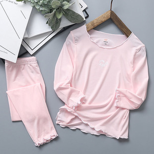 宝宝睡衣冰丝长袖薄款夏季女童空调服套装儿童超薄莫代尔睡衣女孩