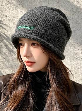 韩系初冬女保暖针织堆堆帽