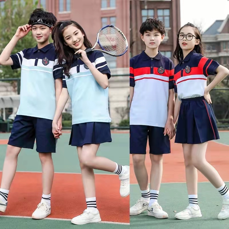 小学生校服儿童夏季运动套装高中学生短袖短裙英伦风五六年级班服