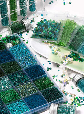 超优绿色油画实色透明米珠散珠 手工diy串珠戒指项链材料饰品配件