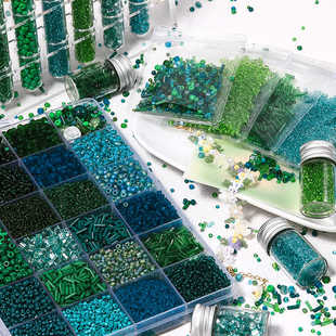 超优绿色油画实色透明米珠散珠 手工diy串珠戒指项链材料饰品配件