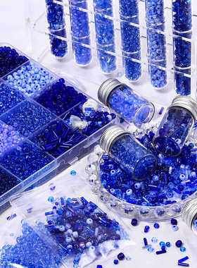 蓝色治愈系ins琉璃幻彩散装米珠子 手工diy手链项链时尚饰品配件