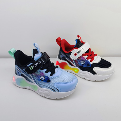 2025夏季新款品牌BOBDOG house儿童单网学生带闪灯轻运动鞋235016