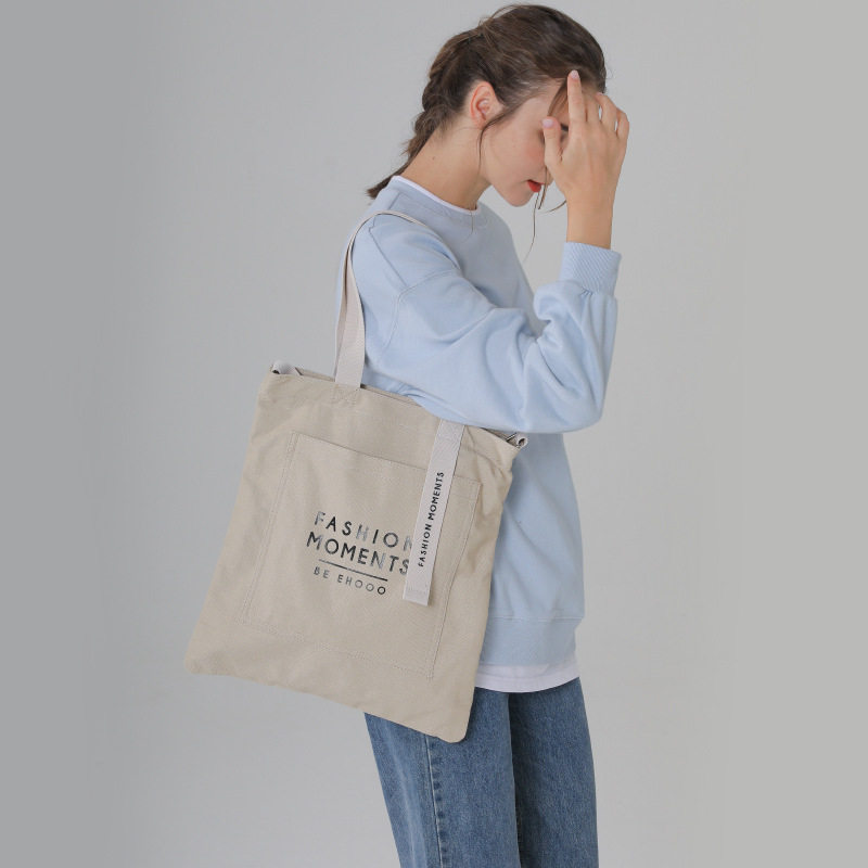 2026学生帆布包女韩系慵懒风ins文艺休闲布袋大容量单肩包托特包C