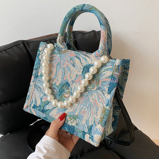 小众设计莫奈花园油画帆布托特包包女 2025新潮大容量单肩斜挎包N