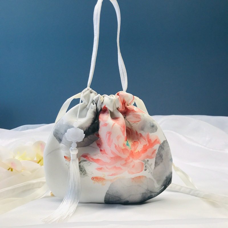 2026闪光欧根纱印花汉服包包 古风中国国风水墨画水桶抽绳包布包Z,箱包皮具/热销女包/男包,单肩包,淘宝优惠券,粉丝福利购,淘宝优惠卷