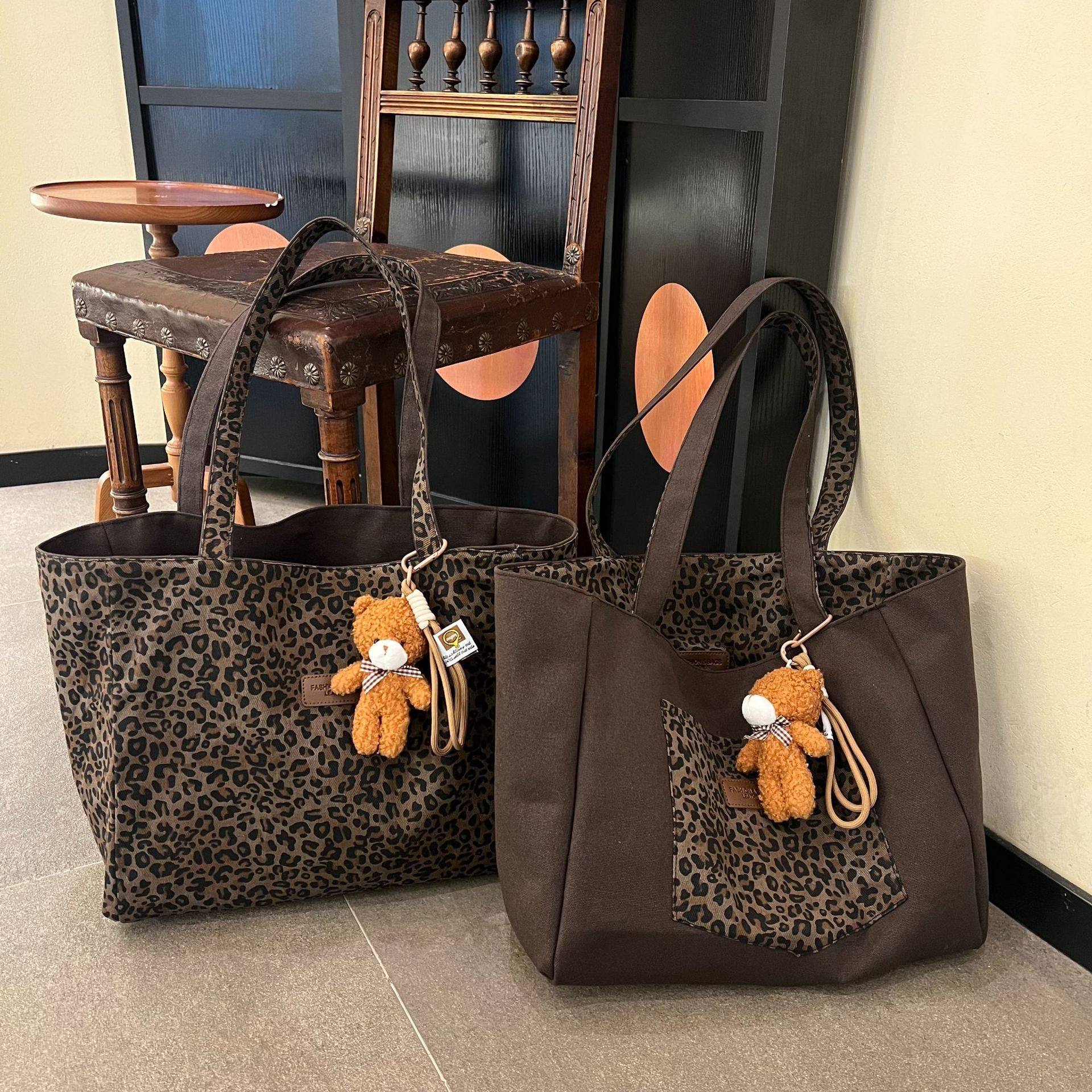 秋冬包包女新款加厚帆布单肩包 大容量托特包通勤豹纹女包原创图T,箱包皮具/热销女包/男包,单肩包,淘宝优惠券,粉丝福利购,淘宝优惠卷