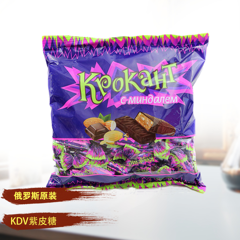 俄罗斯KDV紫皮糖杏仁夹心巧克力