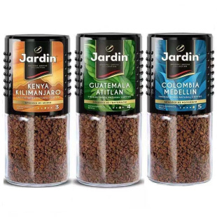 俄罗斯进口咖啡JARDIN纯黑无蔗糖学生成人速溶提神黑咖啡瓶装95g
