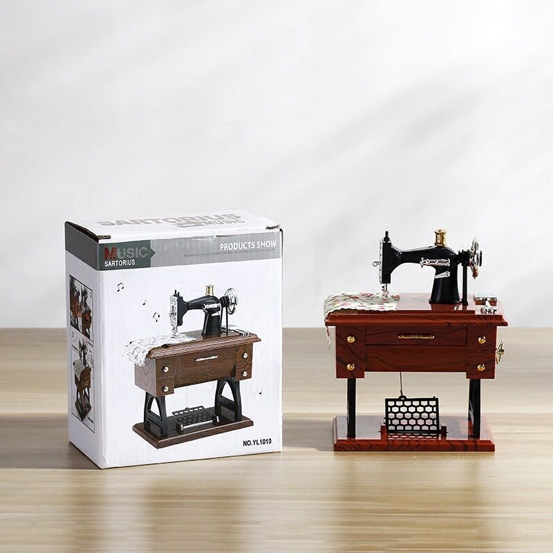 缝纫机八音盒 复古仿真小缝纫机模型音乐盒 摆件创意礼品