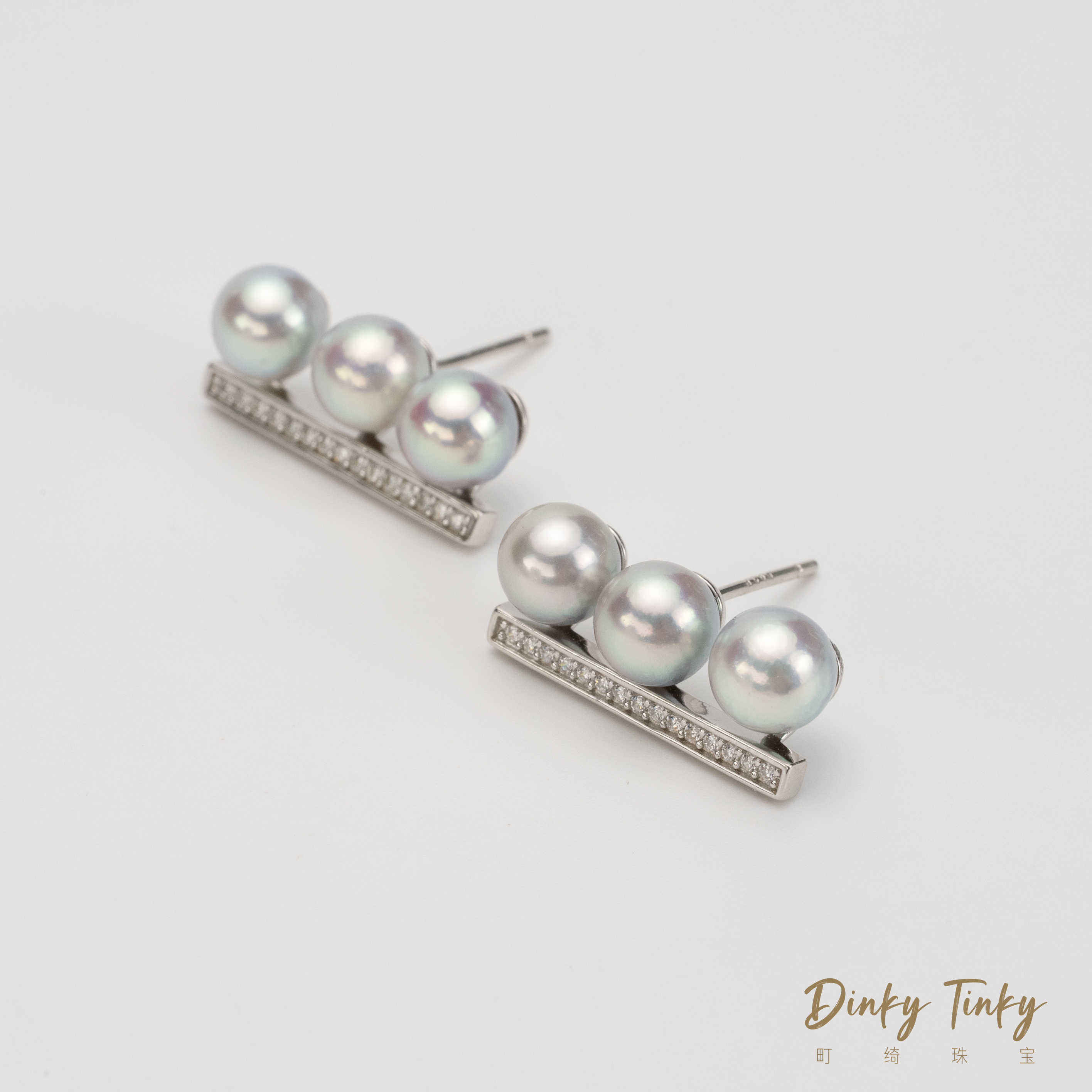 【TINKY】S925银“平衡木”海水天然色真多麻耳钉 DSE122